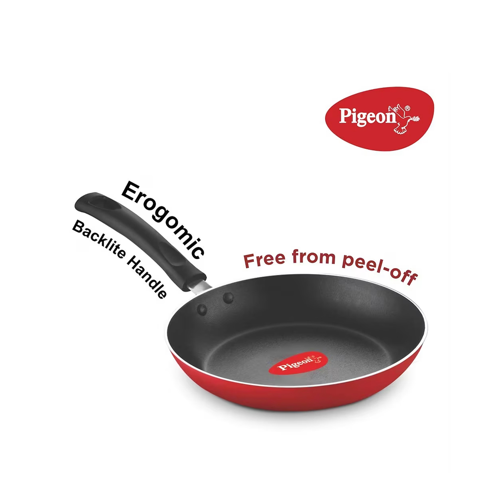 Red Aluminium Nonstick 250 mm Flat Tawa - Image 2